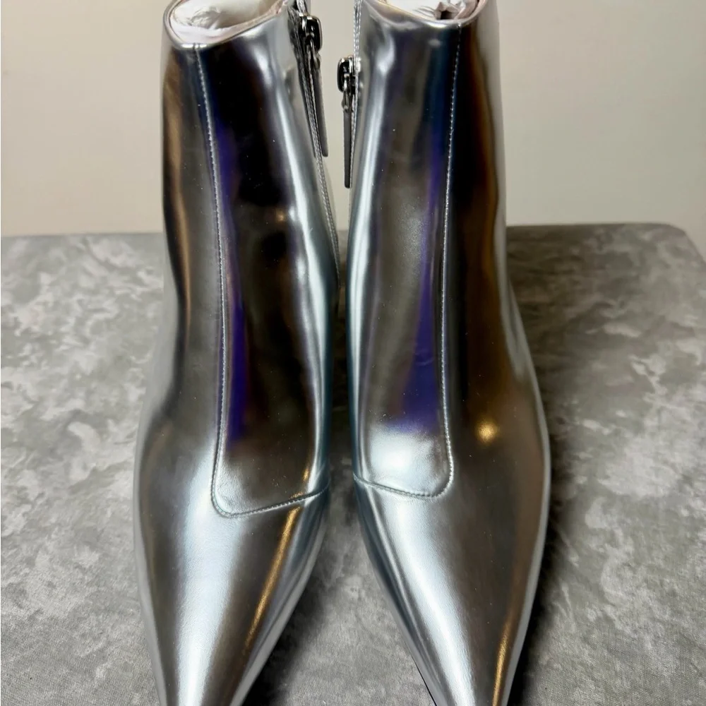 Brand New Kate Spade Silver Garnish Zip Up Ankle Boots Size 9 - Picture 7 of 16